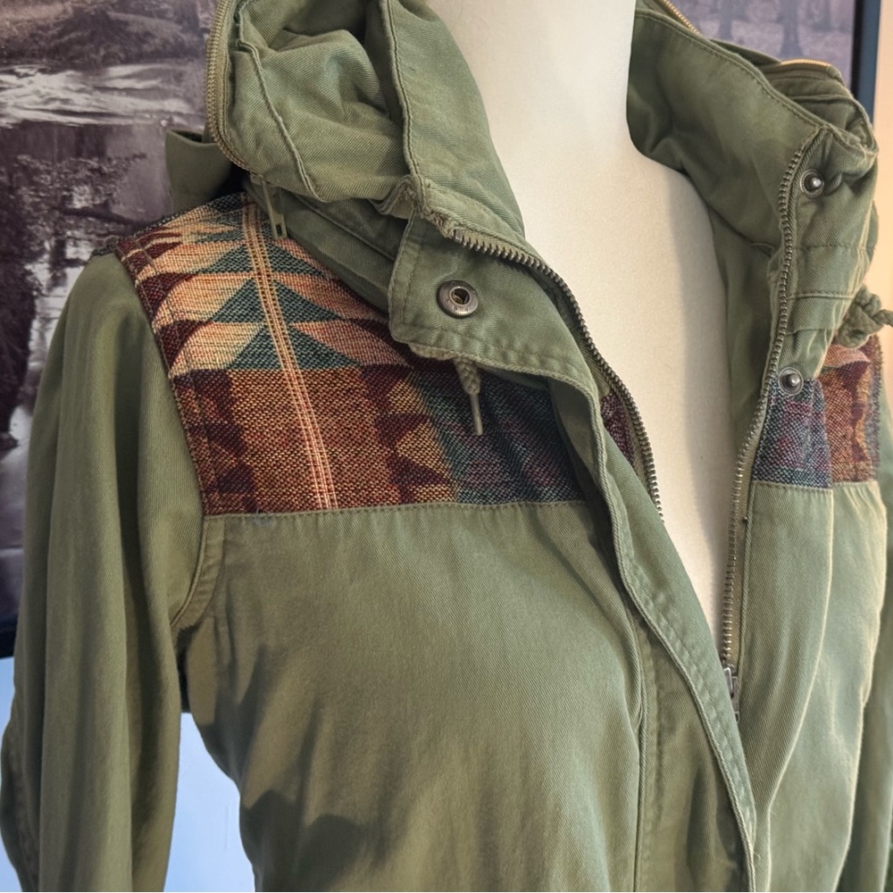 Roxy Olive Utility Jacket With Patterned Shoulders - image 3